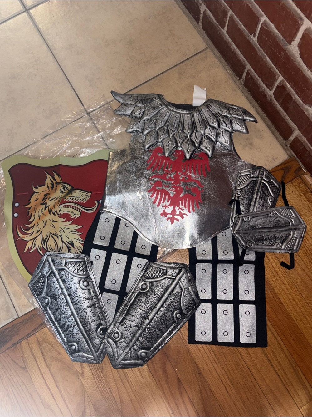 Target Silver and Red Knight Costume Set with Shield